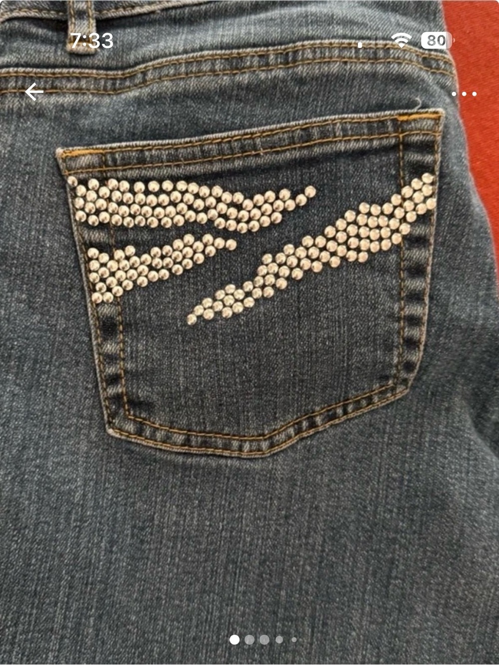 Micheal Kors Women’s Dark Blue Denim Jeans with Embellished Pocket Detail, sz 4
